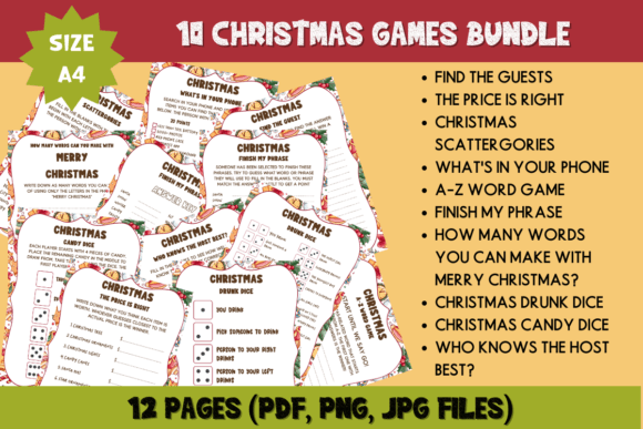 10 Christmas Games Bundle: Festive Illustrations