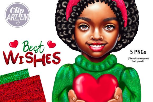 Adorable Christmas Greeting Black Girl Illustrations Review