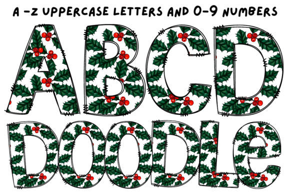 Christmas Alphabet Doodle PNG: Festive Illustrations