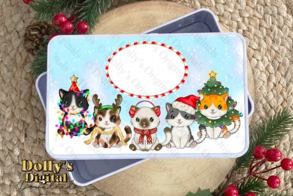 Christmas Cats Tin Design: Festive Illustrations