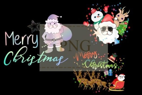 Christmas Clip Art Santa Claus Sleigh: Premium Illustrations