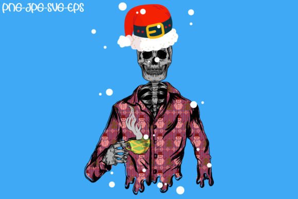 Christmas Coffee Skeleton: Festive Illustrations for Blogs