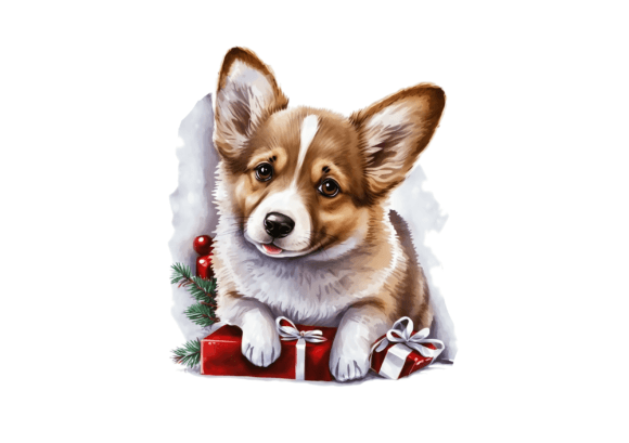 Christmas Corgi Watercolor Design & Illustrations Review