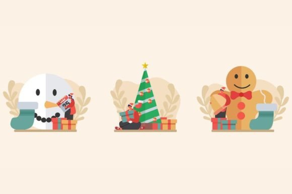 Christmas Day All Happy Flat Design: Illustrations Review