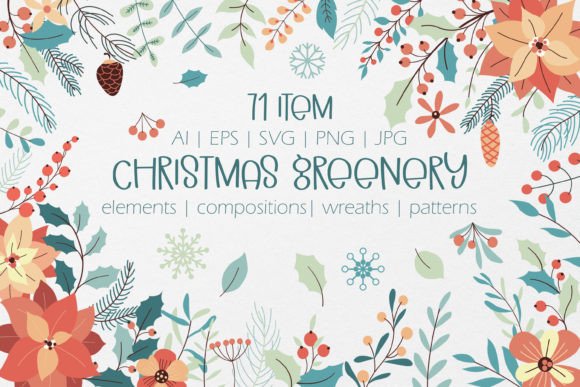 Christmas Greenery Vector Drawings: Premium Illustrations