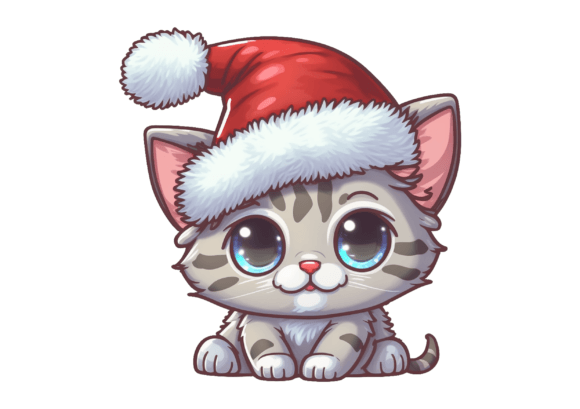 Christmas Kitten Illustrations for Festive Blog Graphics