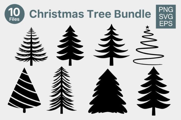 Christmas Tree SVG PNG Bundle: Festive Illustrations