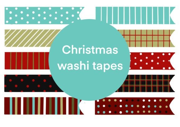 Christmas Washi Tapes Printable PNG: Festive Illustrations