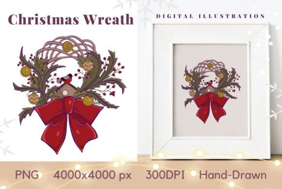 Christmas Wreath Sublimation Design for Illustrations