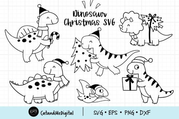 Dinosaur Christmas SVG: Fresh Illustrations