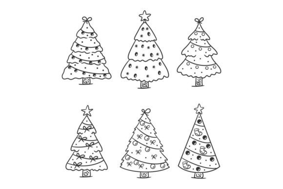 Hand Drawn Christmas Tree Illustrations for Brands