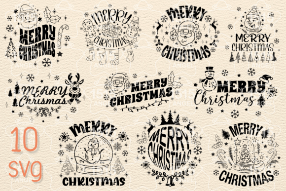 Merry Christmas SVG Bundle: Festive Illustrations