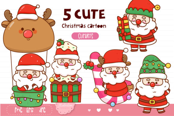 Santa Claus Christmas Sublimation Kawaii Illustrations
