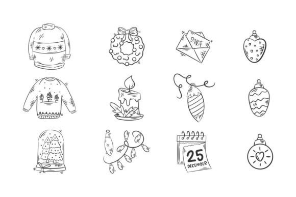 T-shirts and Christmas Icons: Hand Drawn Illustrations