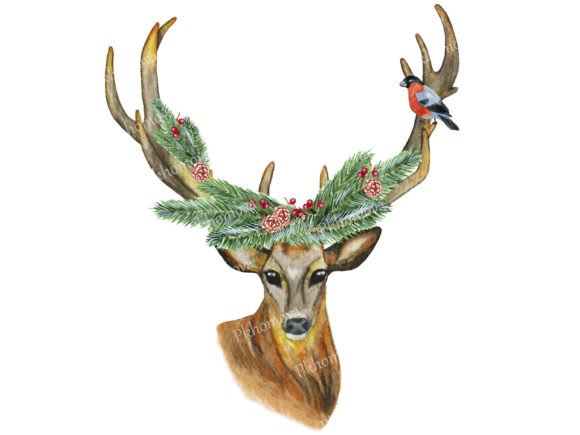 Watercolor Christmas Deer: Festive Illustrations