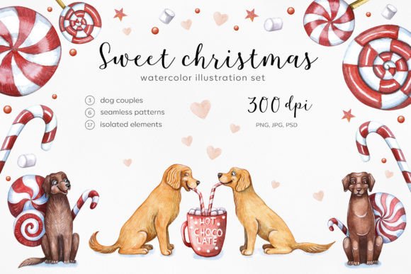 Watercolor Sweet Christmas Illustrations for Design